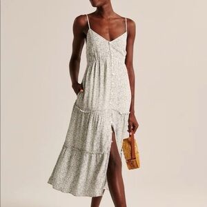 Abercrombie & Fitch Floral Midi Dress - White